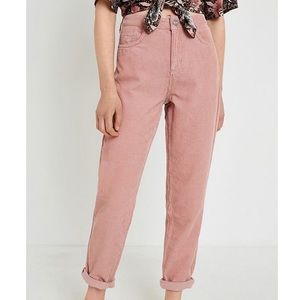 BDG pink corduroy straight leg mom jeans
